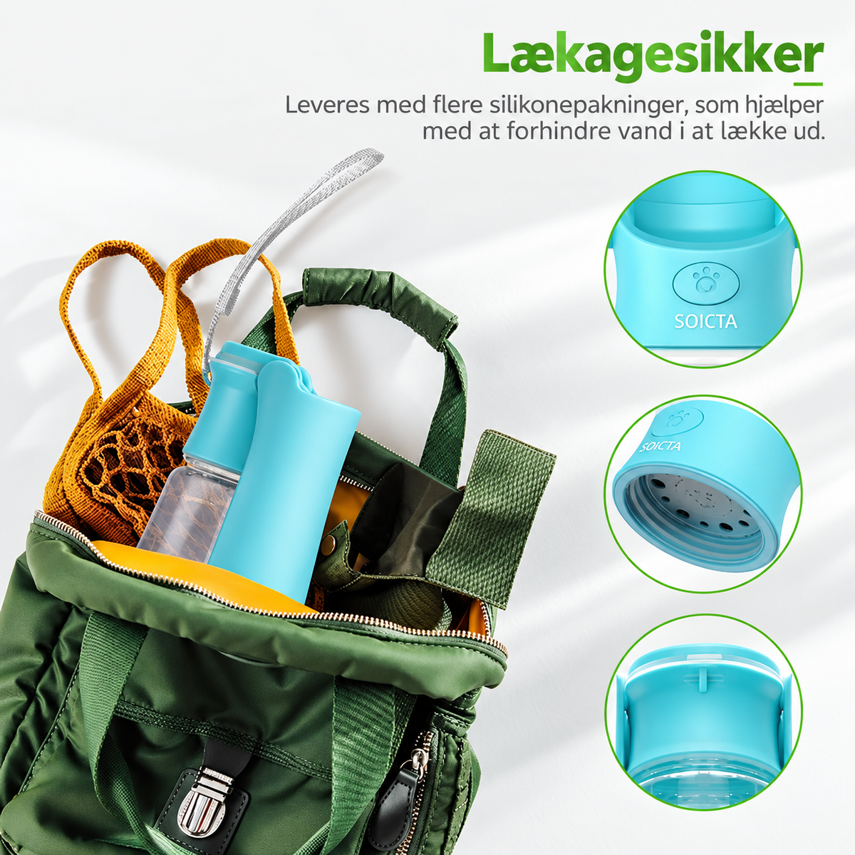 Vandflaske til Hund – Foldbar med Drikkeskål