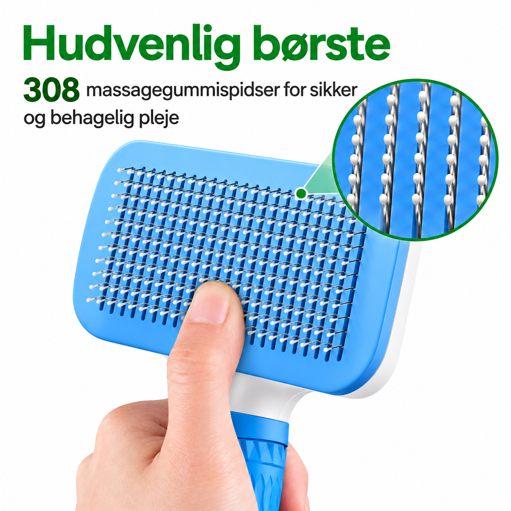 Pelsbørste til Hund & Kat – Selvrensende til Langhår og Korthår