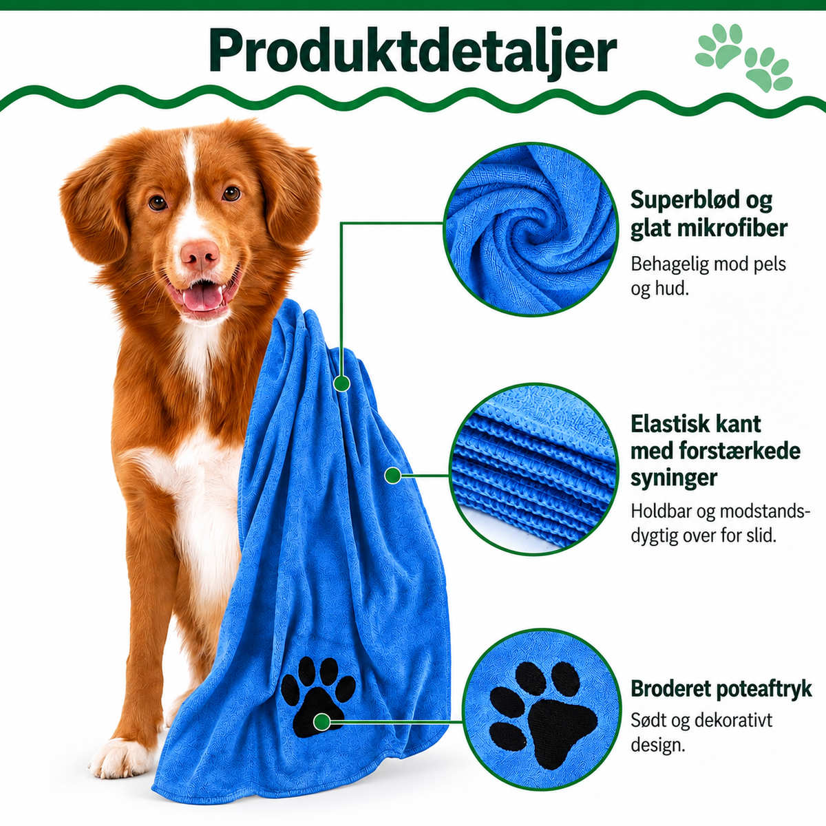 Hundehåndklæder i Mikrofiber – 2 stk. til Bad og Poter