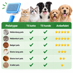 Pelsbørste til Hund & Kat – Selvrensende til Langhår og Korthår