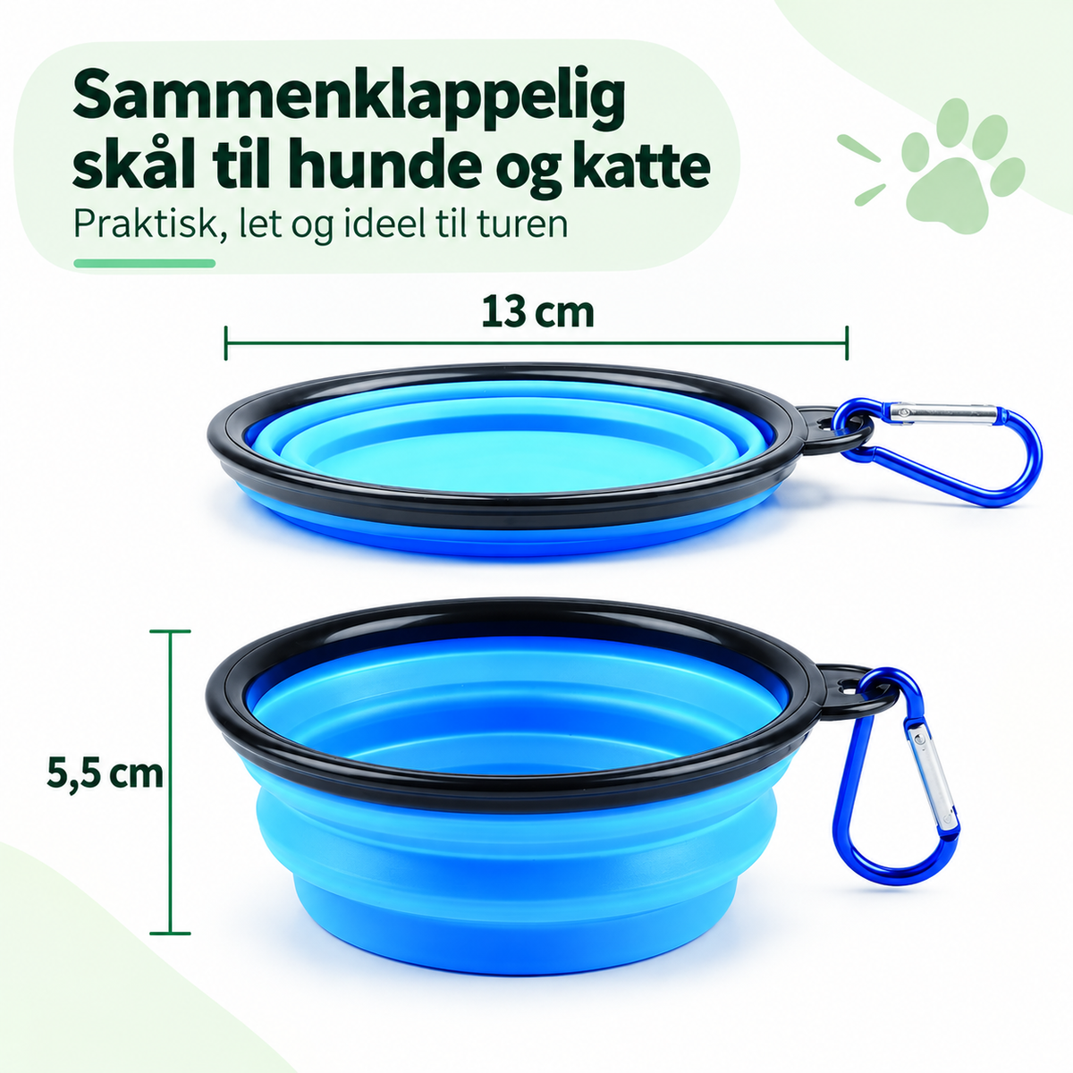 Sammenklappelig Hundeskål – Rejseskål til Vand & Foder