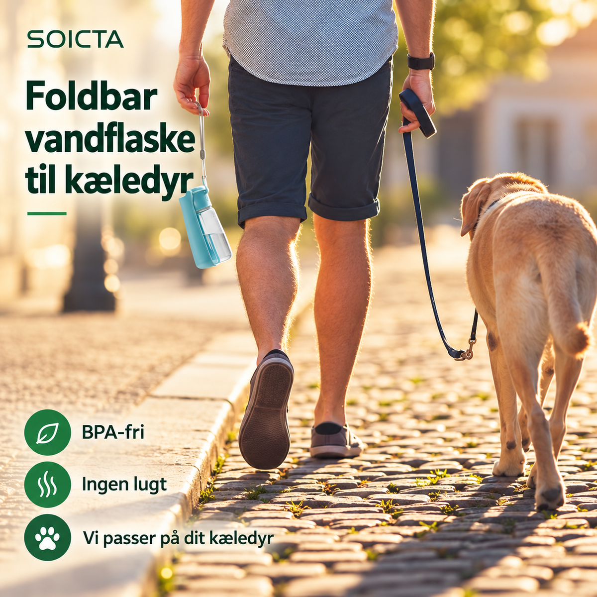 Vandflaske til Hund – Foldbar med Drikkeskål
