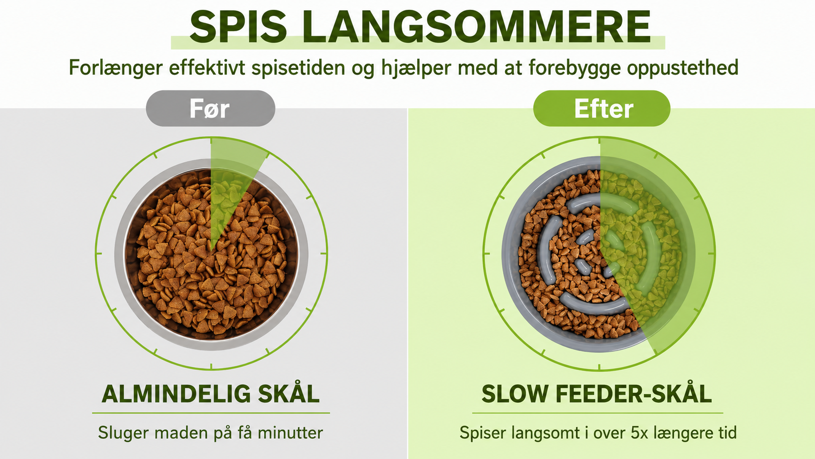 Slow Feeder Hundeskål med Vandskål – 3-i-1 Foderskål i Rustfrit Stål med Skridsikker Silikonemåtte