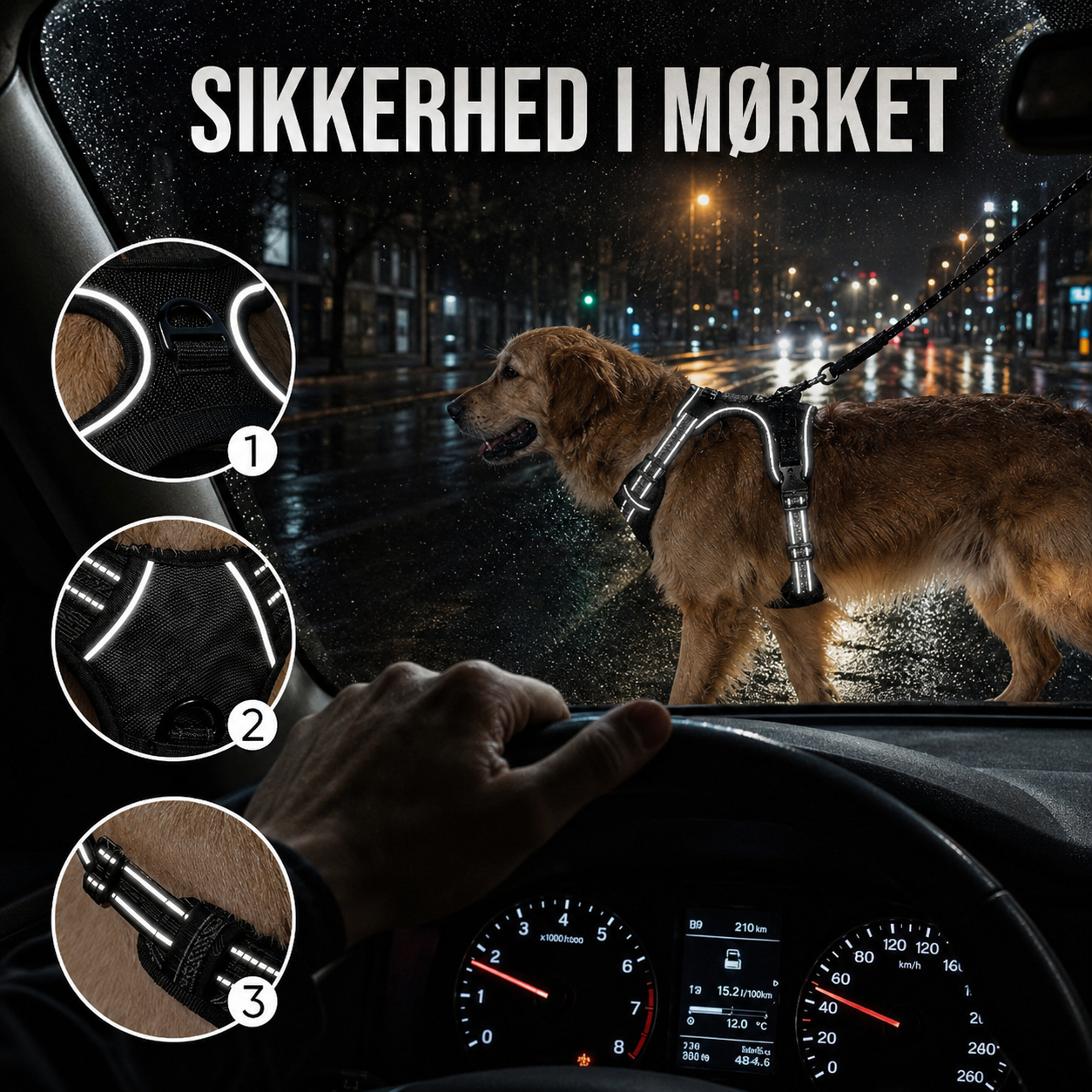 Anti-Træk Hundesele med Håndtag og Reflekser – Justerbar No-Pull Sele, Sort | 4 Størrelser