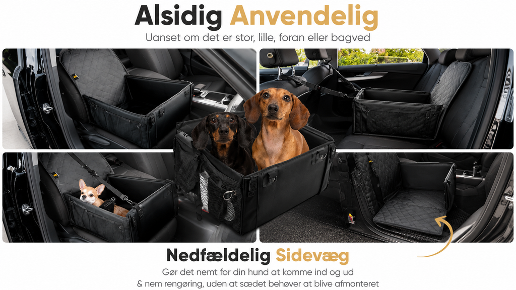HELDENWERK Hundeautosæde – Vandtæt Bilsæde til Hund med 5 Remme, Sort