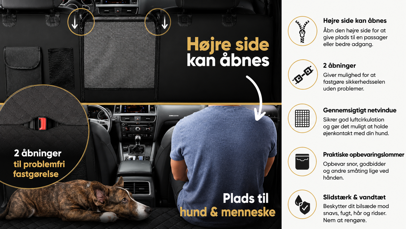 Bilovertræk til Hund – Vandtæt Bagsædebeskyttelse med Sidepaneler