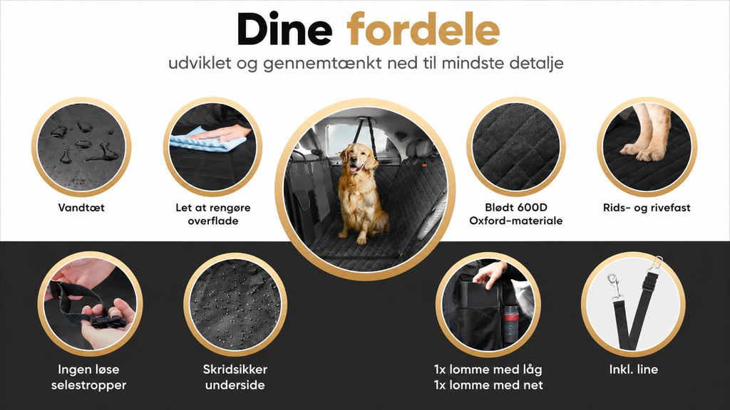 Bilovertræk til Hund – Vandtæt Bagsædebeskyttelse med Sidepaneler