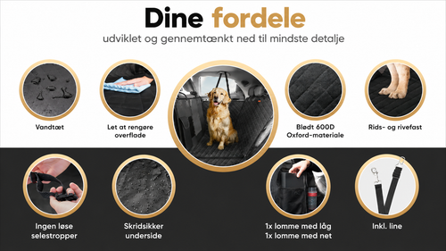 Bilovertræk til Hund – Vandtæt Bagsædebeskyttelse med Sidepaneler
