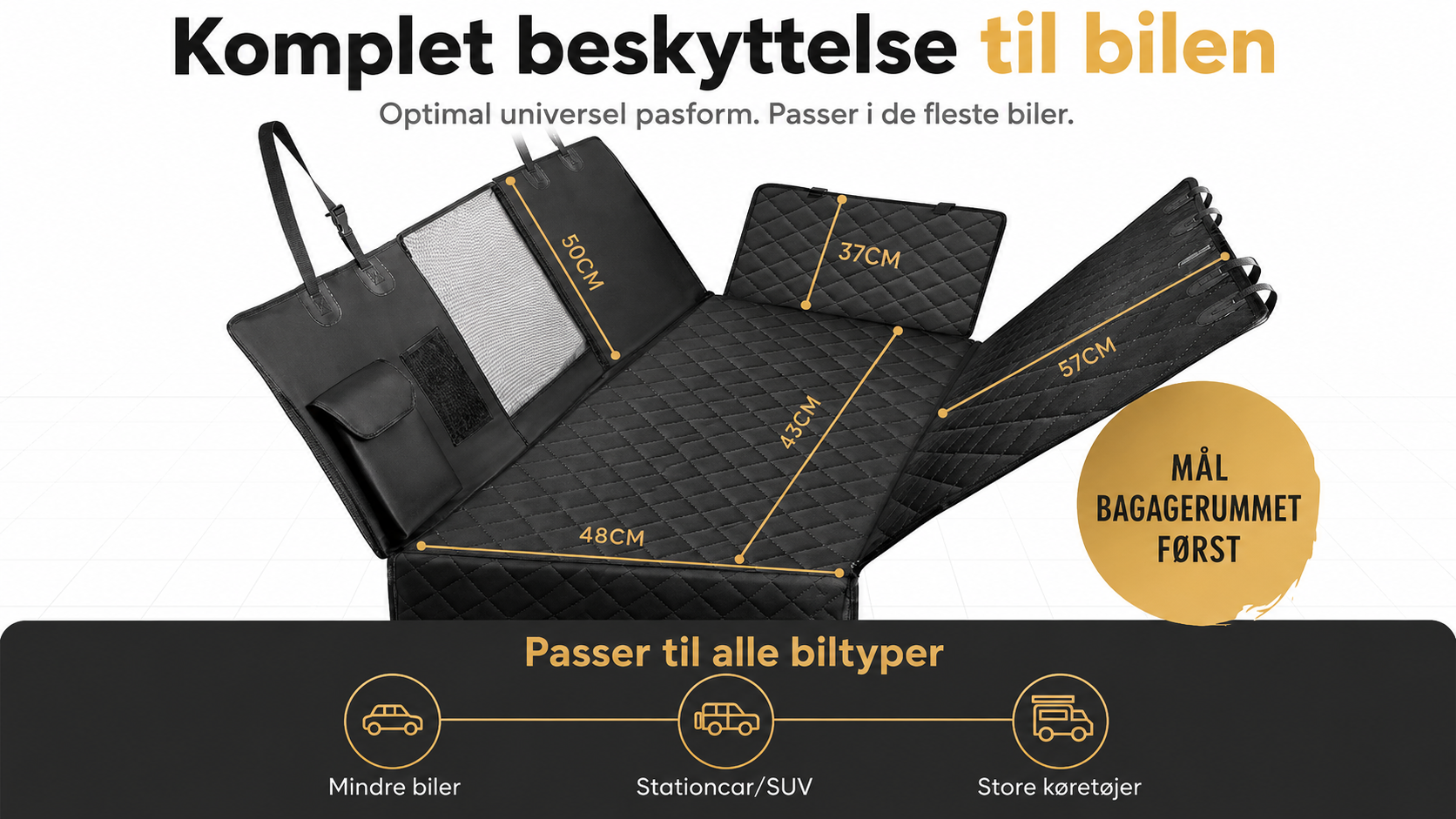 Bilovertræk til Hund – Vandtæt Bagsædebeskyttelse med Sidepaneler