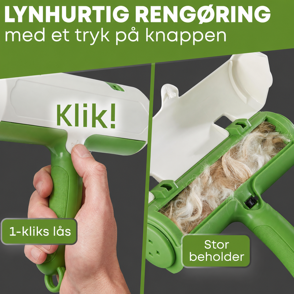 Pelsfjerner til Hundehår & Kattehår – Selvrensende og Genanvendelig til Sofa, Tæpper, Seng og Bil