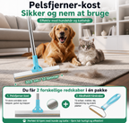 2-i-1 Pelsfjerner-sæt til Hundehår & Kattehår – Kost + Hårskraber
