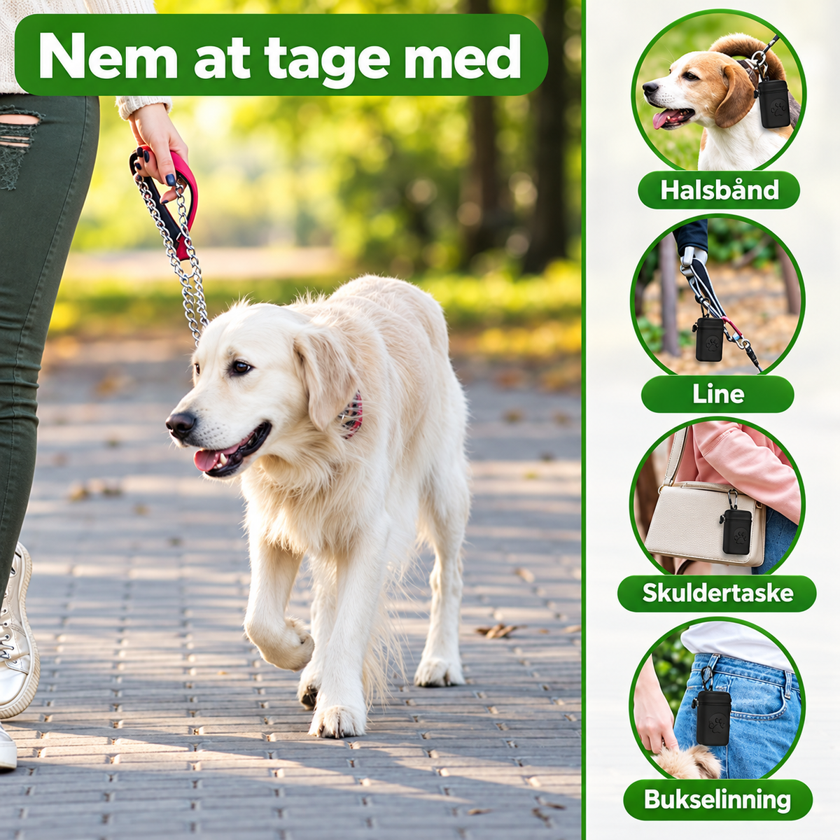 Hundeposeholder til Gåturen – Dispenser til Hundeposer med Lynlås