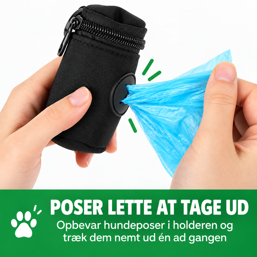 Hundeposeholder til Gåturen – Dispenser til Hundeposer med Lynlås