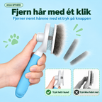 Kattebørste – selvrensende til kort og lang pels med ergonomisk håndtag