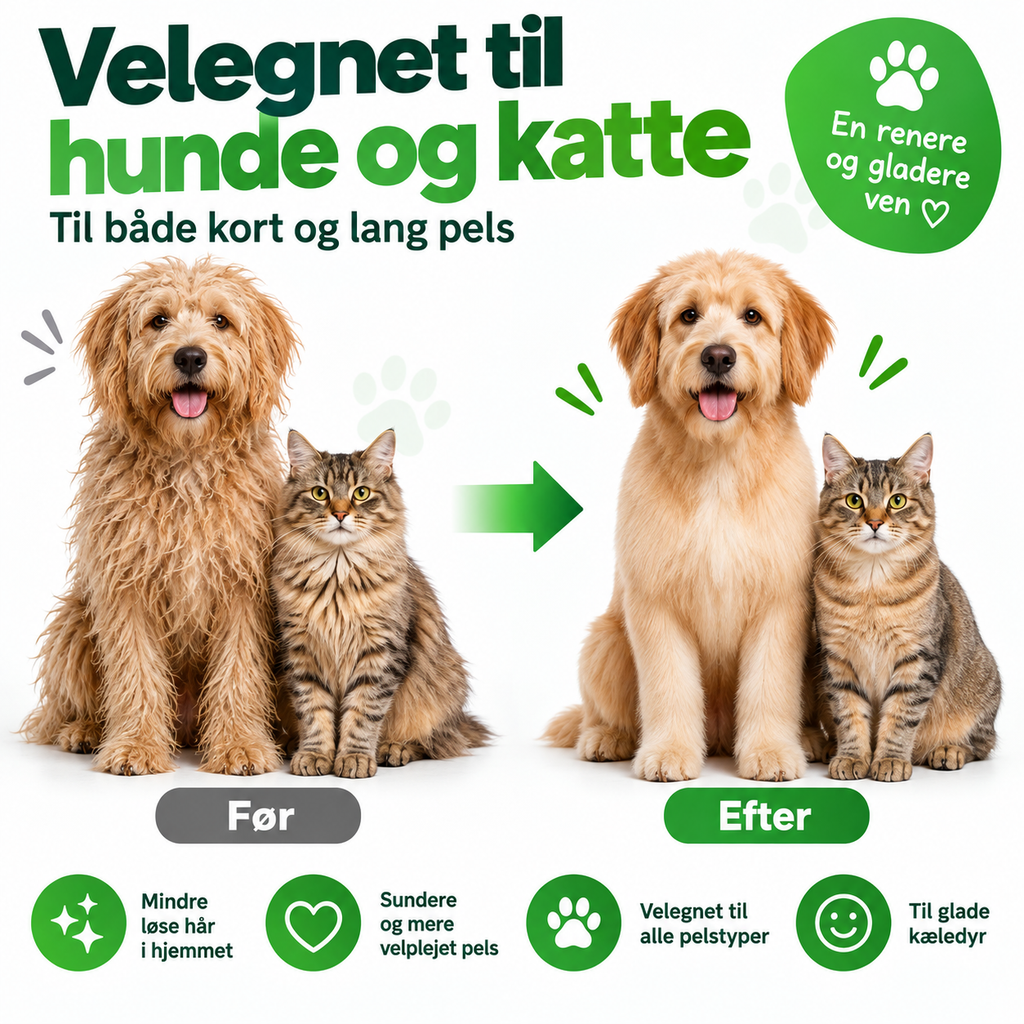 Pelsbørste til Hund & Kat – Selvrensende til Langhår og Korthår