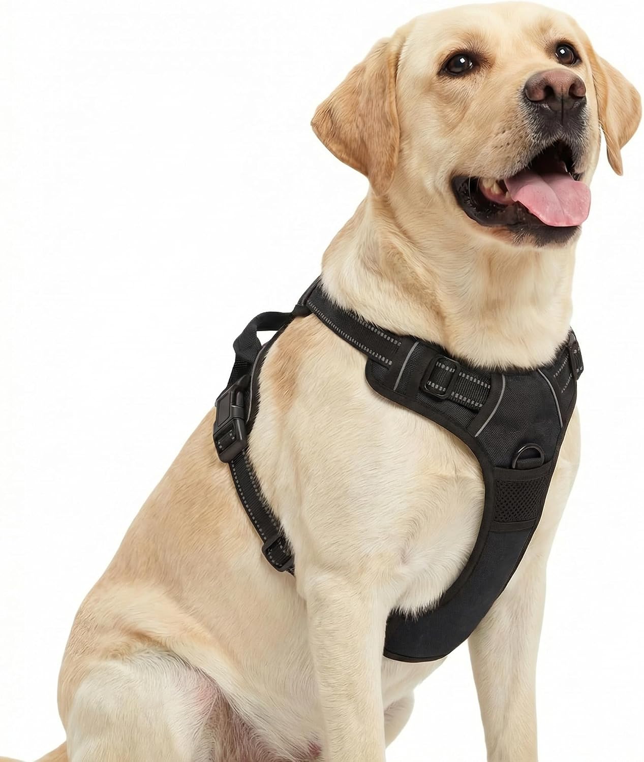 Anti-Træk Hundesele med Håndtag og Reflekser – Justerbar No-Pull Sele, Sort | 4 Størrelser