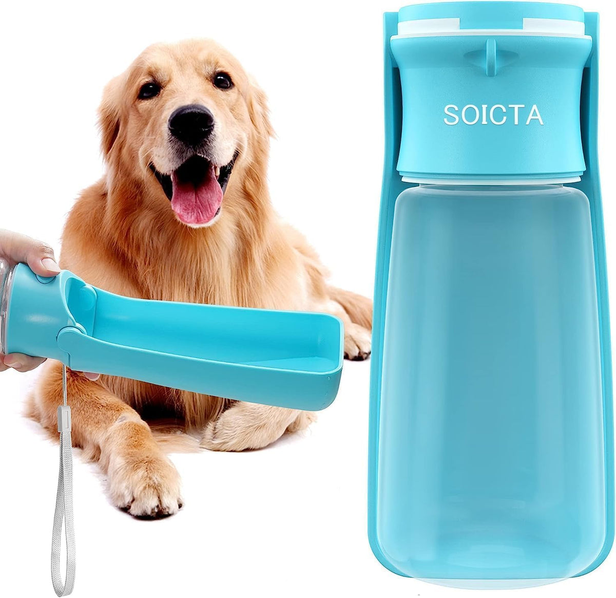 Trinkflasche Hunde Für Unterwegs Zum Gehen 550Ml Oder 350Ml Hundetrinkflasche Für Unterwegs Für Welpen Kleine Mittel Große Trinkflasche Hund Hunde Wasserflaschen to Go(550Ml Blau)