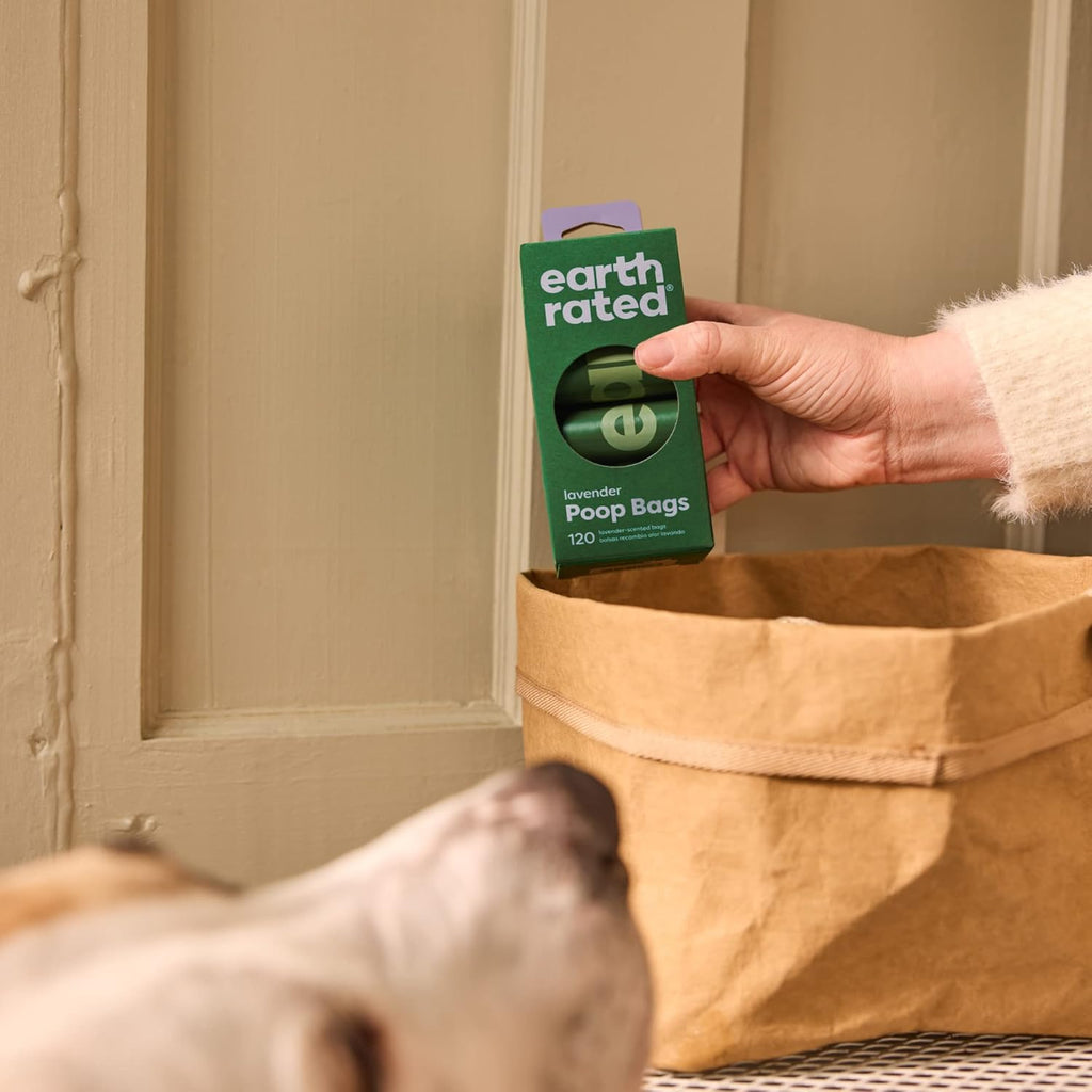 Earth Rated Hundekotbeutel, Garantiert Auslaufsichere Und Extra Dicke Abfallsäcke Als Nachfüllrollen Für Hunde, Lavendelduft, 120 Stück